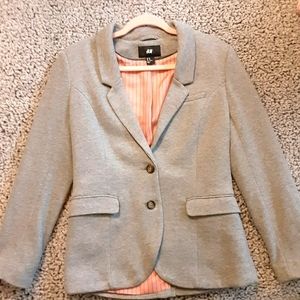 Soft Grey Blazer W/ Elbow Patch Detail